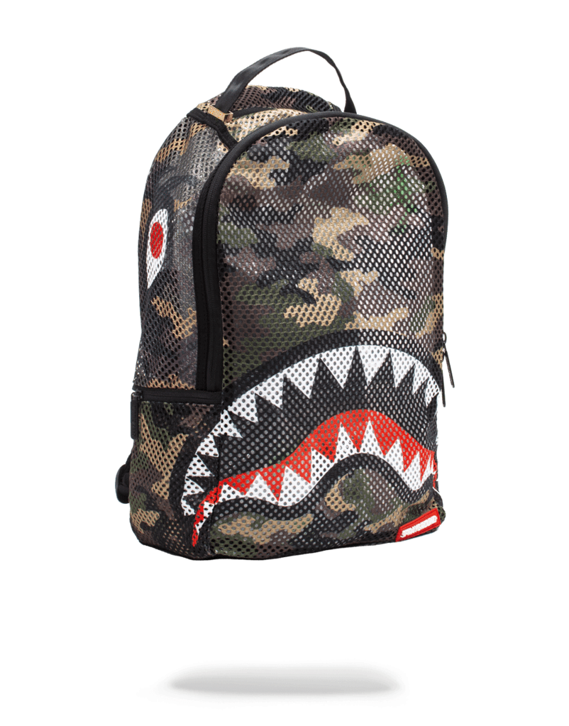 Sprayground Camo Mesh Shark Unisex Backpack Camo 