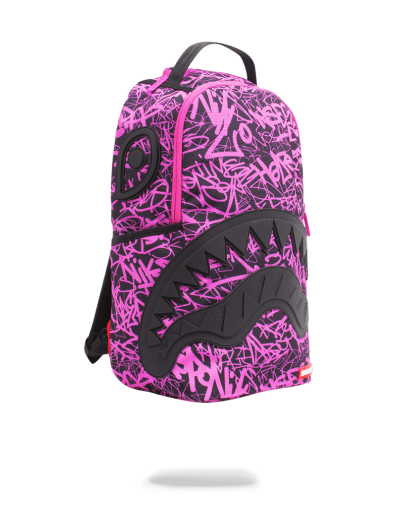 Sprayground Pink Scribble Shark Handbag - -1