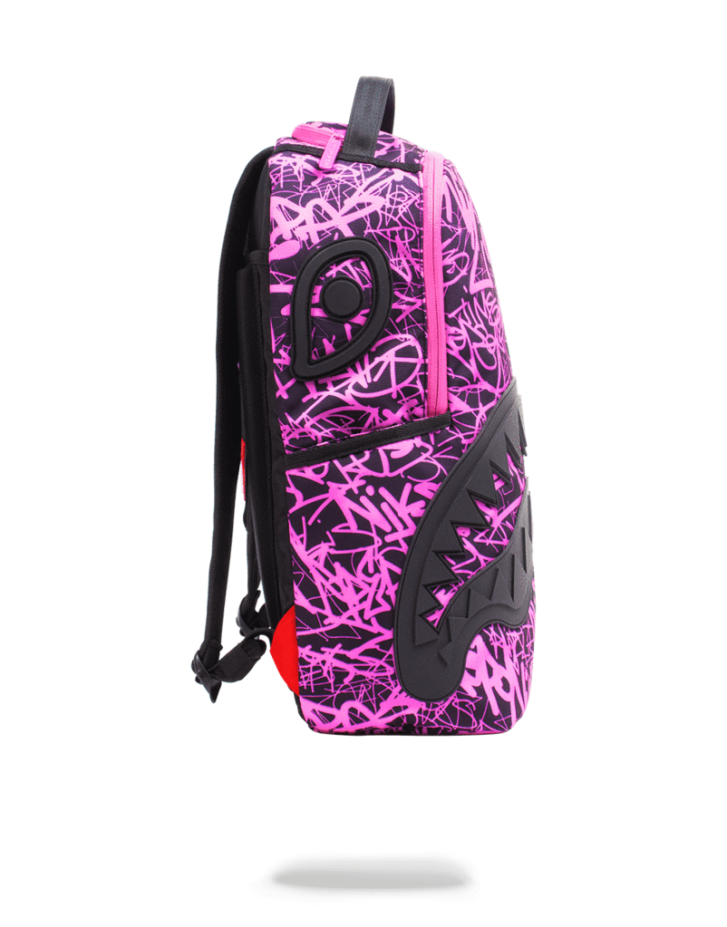 Sprayground Pink Scribble Shark Handbag - -2