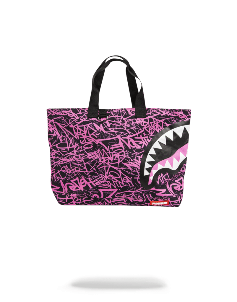 Sprayground Pink Scribble Shark Tote Bag - -0