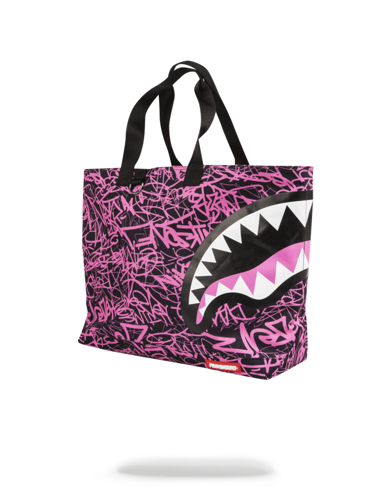 Sprayground Pink Scribble Shark Tote Bag - -1